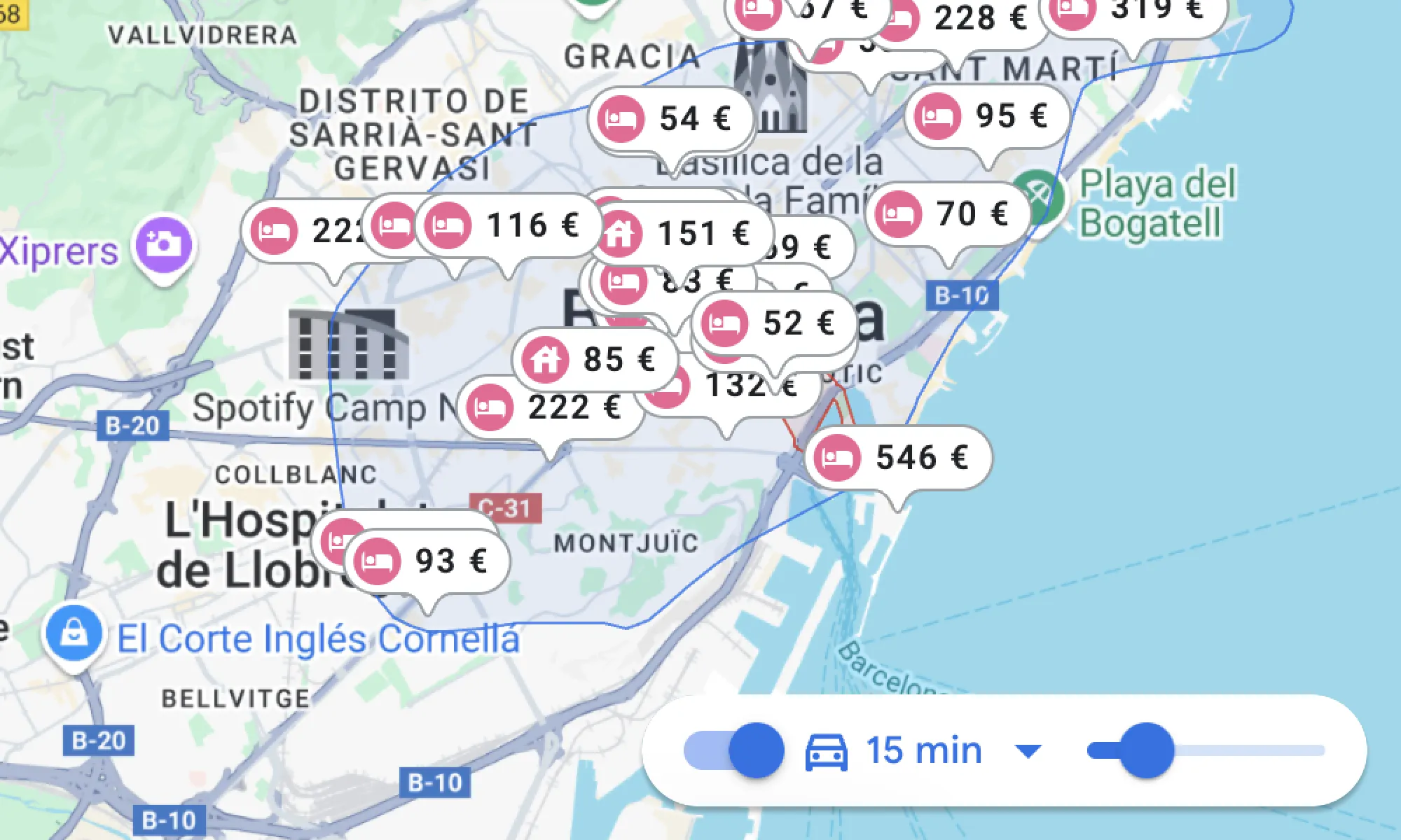 Map distance measurement
